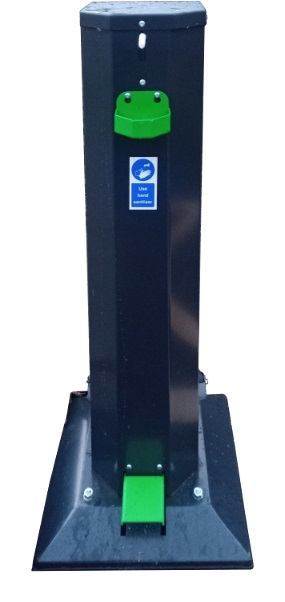 image of the foot operated hand sanitiser at Catshill Car Park