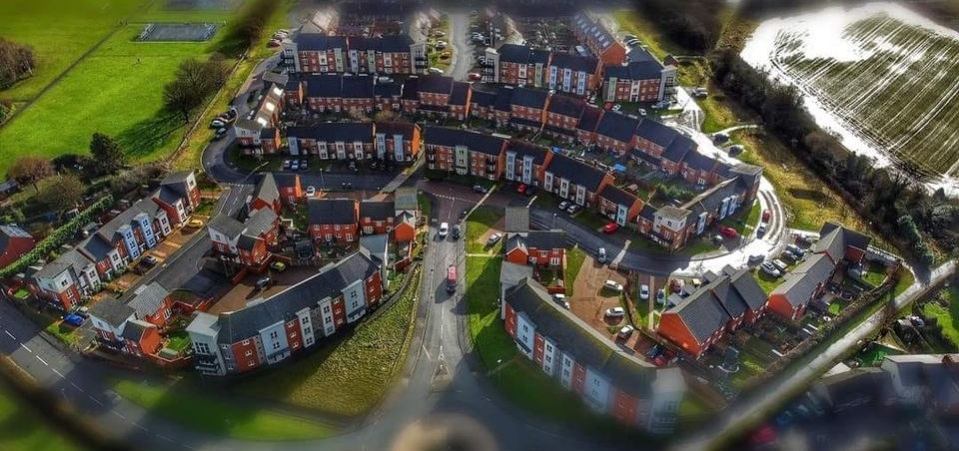 Perryfields facebook group image - arial view of Perryfields
