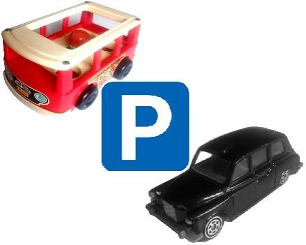image of a toy bus and taxi
