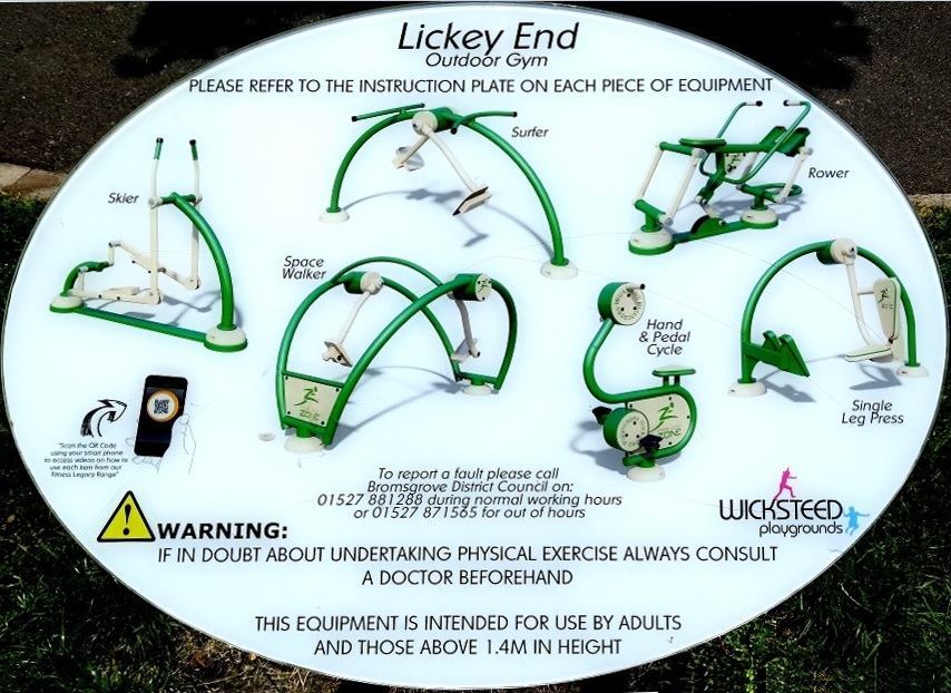 Image of the instruction guide itemising the fitness machinery at Lickey End