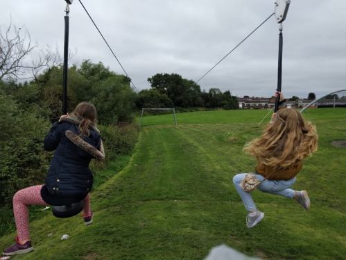 zip wire ride at shellys close play area