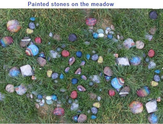 Painted stones at the meadow